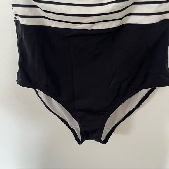 Victoria's Secret Black White Stripe One Piece Convertible Strap Swimsuit - Picture 10 of 11